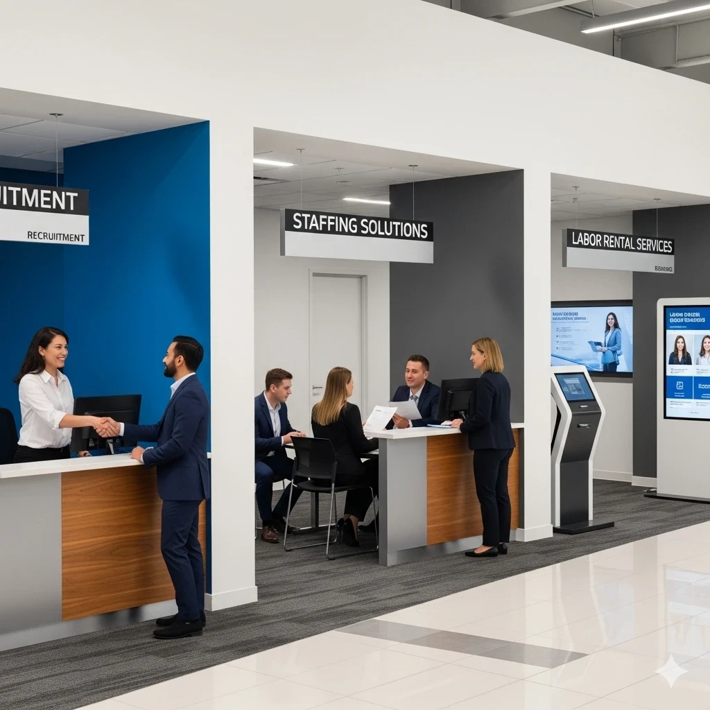 Services de recrutement, de mise à disposition de personnel et de location de main-d'œuvre
